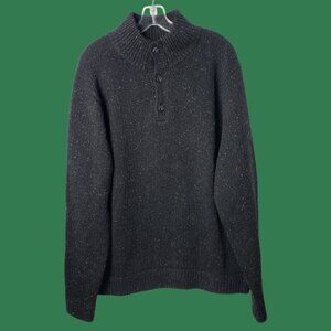 Patagonia Vtg Fisherman's Stitch 3 Button Placket  Sweater Blk Multicolor Large